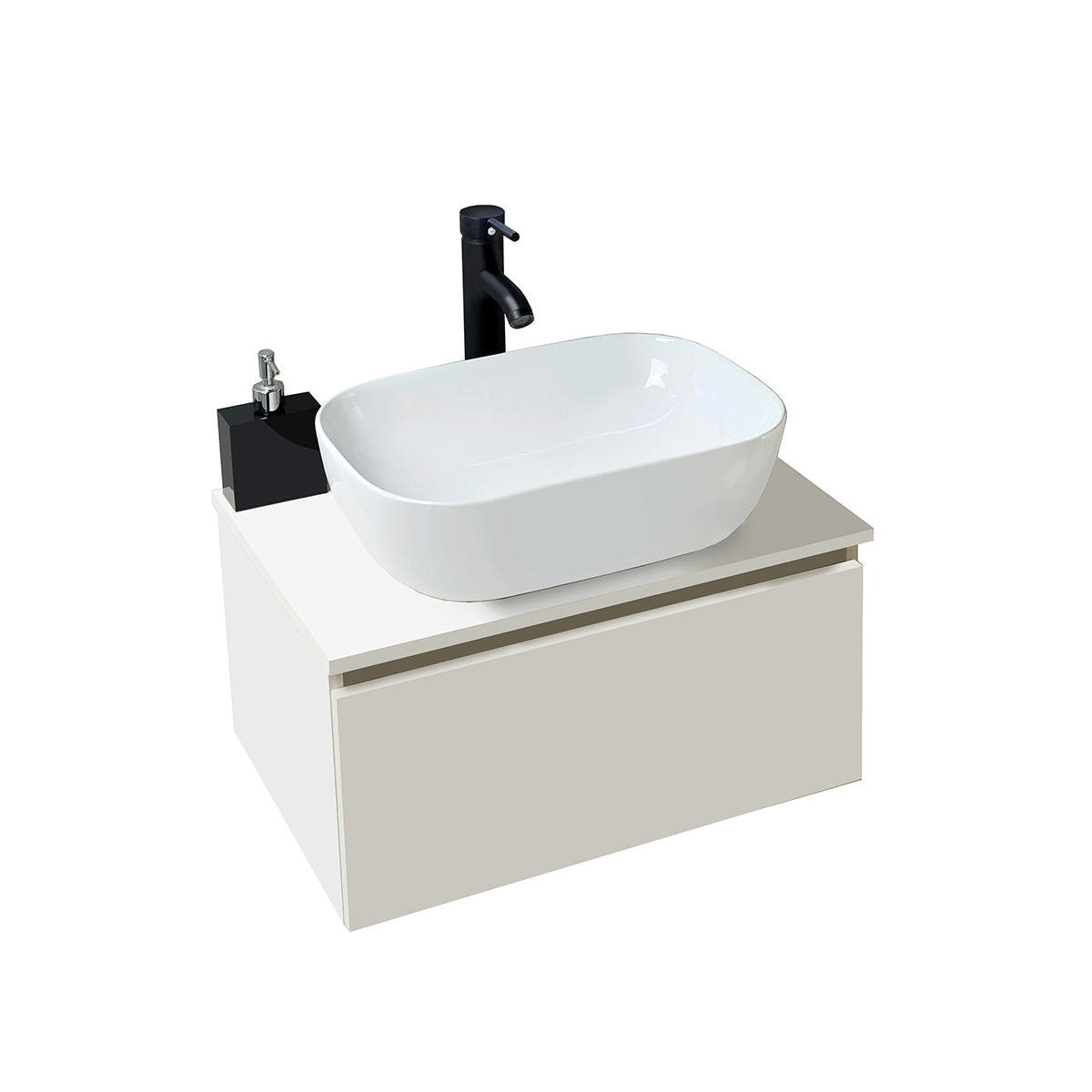 Foto 2 pulgar | Esatto Mueble Moderno Para Baño Astra Blanco Lavabo Blanco Llave Negra Listo Para Instalar