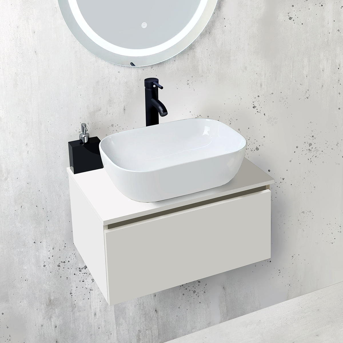 Foto 3 pulgar | Esatto Mueble Moderno Para Baño Astra Blanco Lavabo Blanco Llave Negra Listo Para Instalar