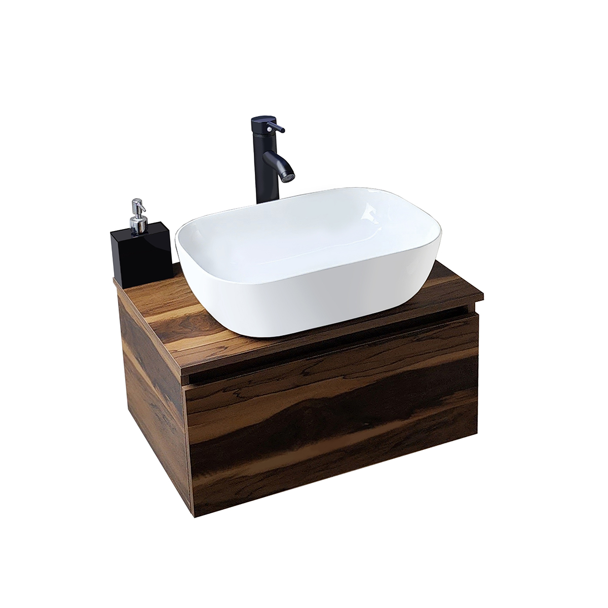 Esatto Mueble Para Baño Moderno Astra Tzalam Con Lavabo Cerámico Llave Negra Y Desagües Listo Para Instalar