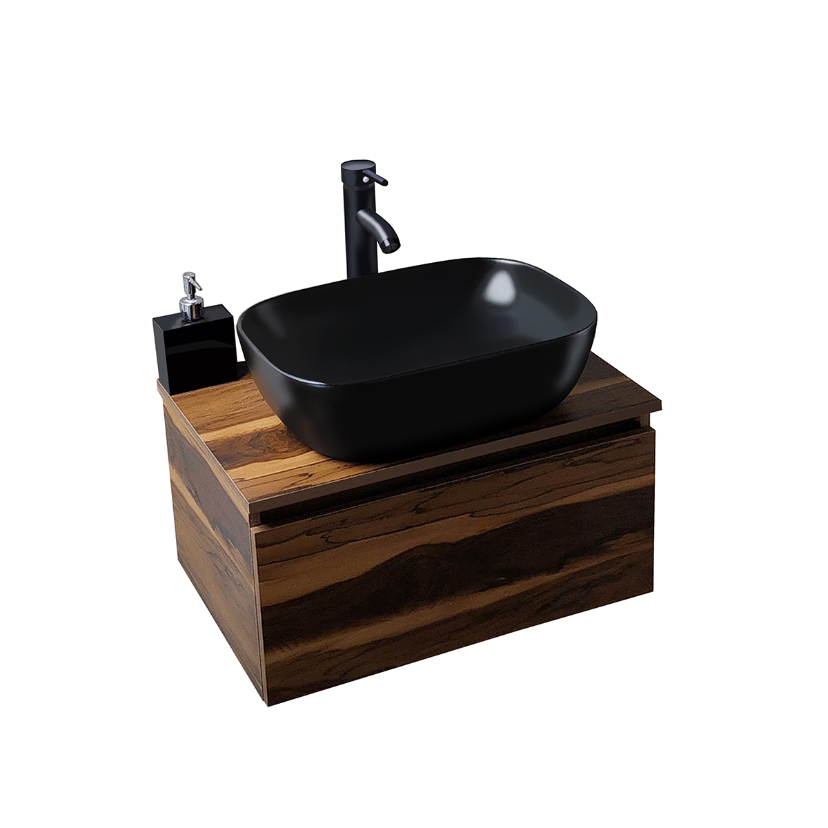 Foto 2 pulgar | Esatto Mueble Moderno Para Baño Astra Tzalam Lavabo Negro Llave Negra Desagües Listo Para Instalar