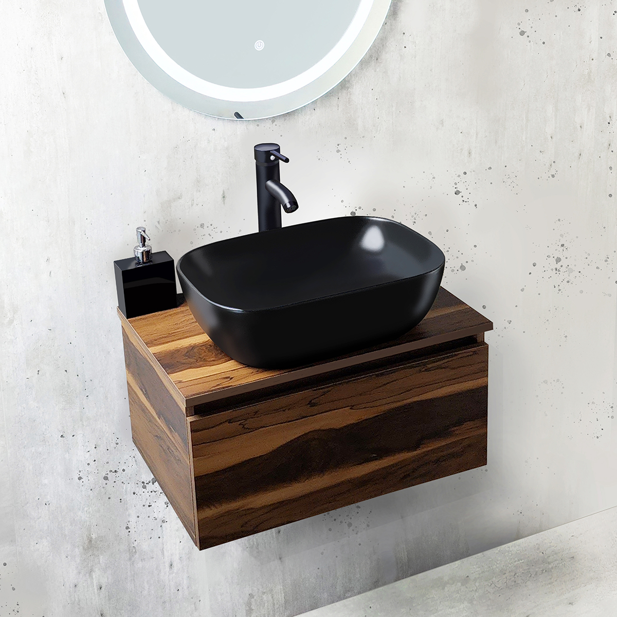 Foto 3 pulgar | Esatto Mueble Moderno Para Baño Astra Tzalam Lavabo Negro Llave Negra Desagües Listo Para Instalar