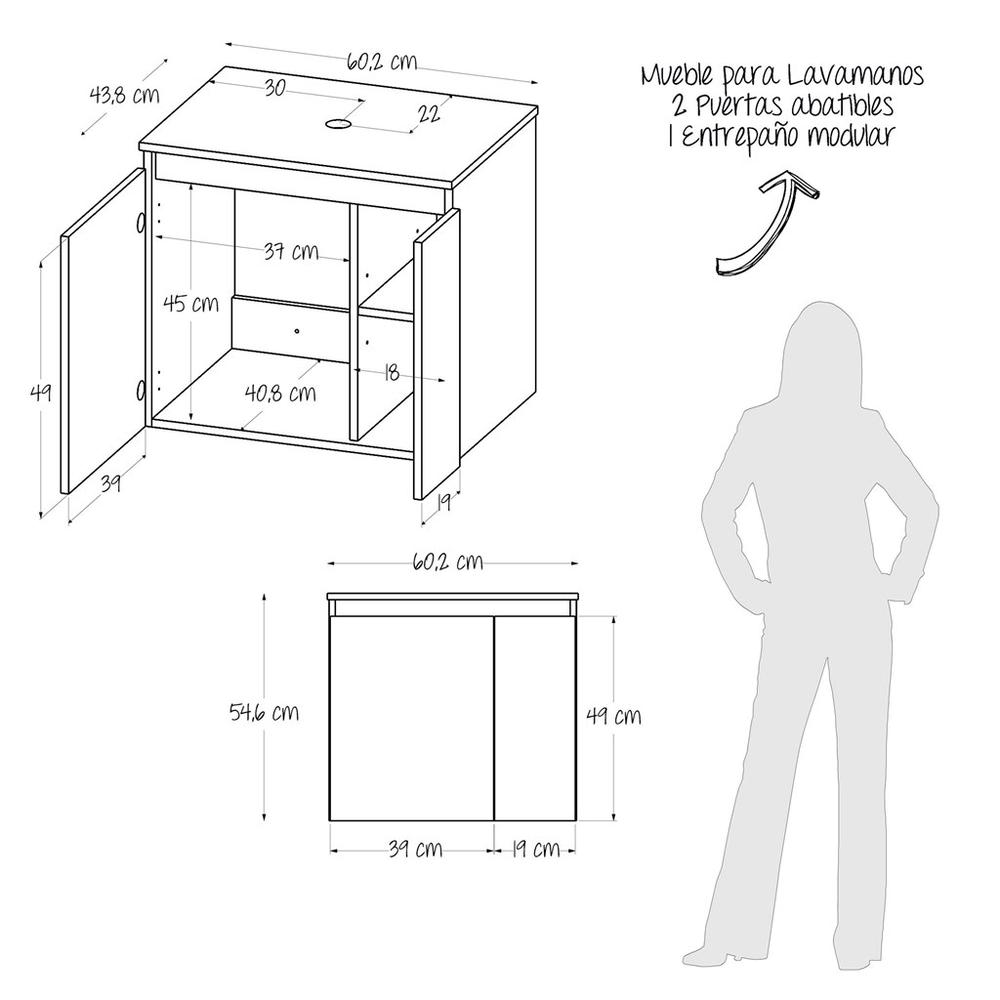 Foto 7 pulgar | Mueble Lavamanos Elevado Maderkit Guali Blanco