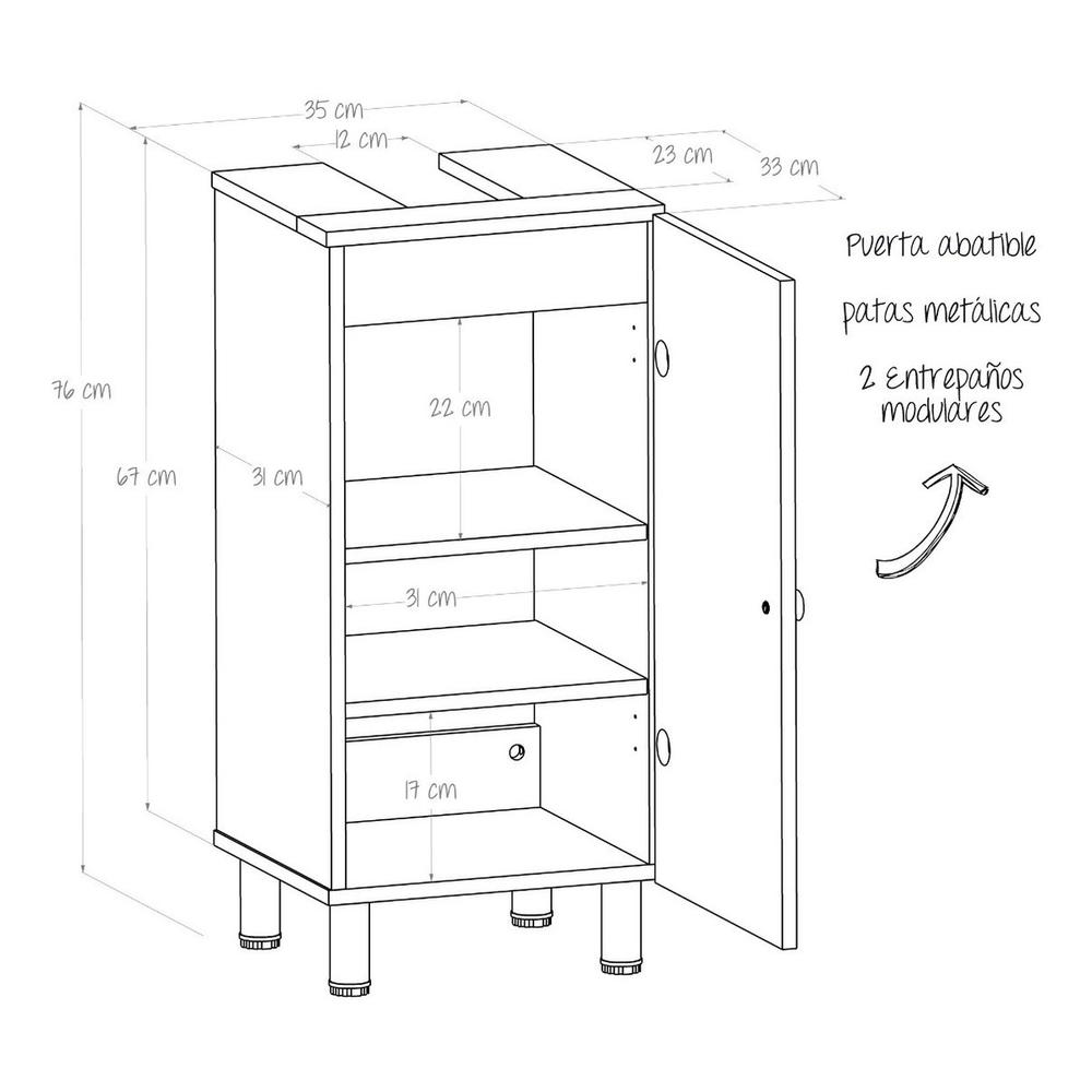Foto 5 | Gabinete De Baño Para Lavabo Dena Maderkit Ceniza C/p