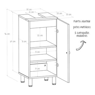 Foto 5 | Gabinete De Baño Para Lavabo Dena Maderkit Ceniza C/p