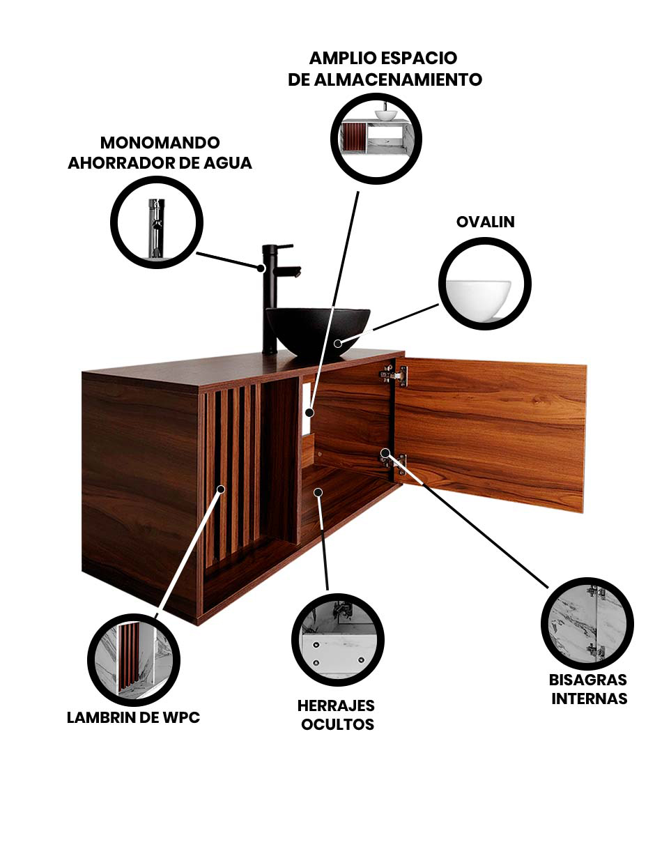 Foto 4 pulgar | Mueble Con Ovalin Para Baño  Gabinete Para Baño Con Ovalin Modelo Hades