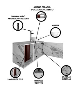 Foto 3 | Mueble Con Ovalin Para Baño Gabinete Para Baño Con Ovalin Modelo Hades