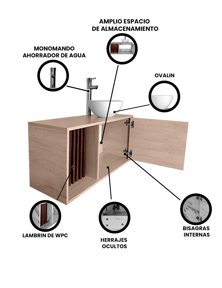 Foto 4 pulgar | Mueble Con Ovalin Para Baño  Gabinete Para Baño Con Ovalin Modelo Hades