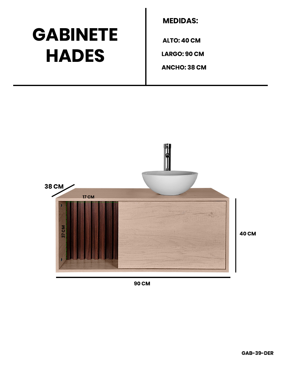 Foto 7 | Mueble Con Ovalin Para Baño  Gabinete Para Baño Con Ovalin Modelo Hades