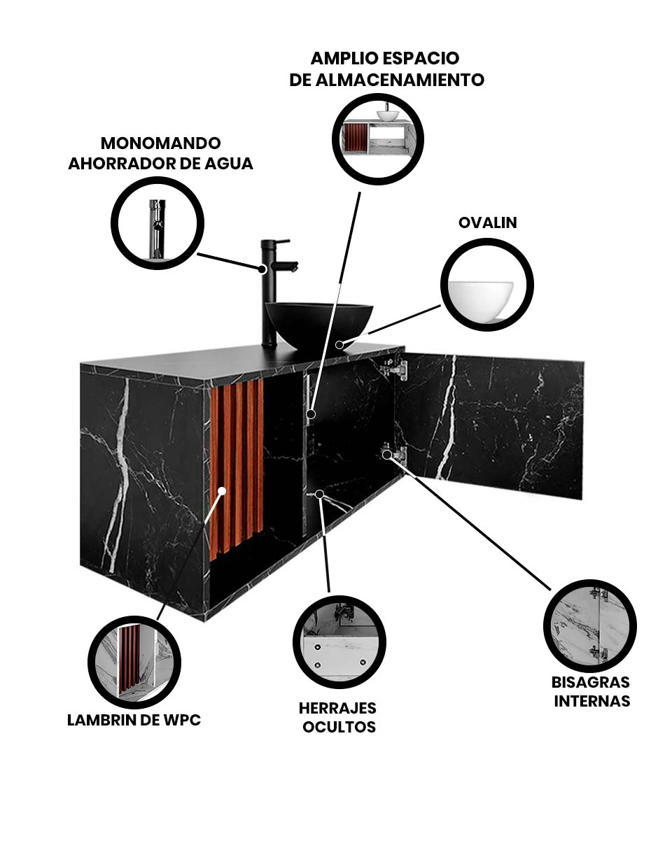 Foto 3 | Mueble Con Ovalin Para Baño  Gabinete Para Baño Con Ovalin Modelo Hades