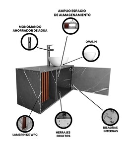 Foto 3 | Mueble Con Ovalin Para Baño Gabinete Para Baño Con Ovalin Modelo Hades