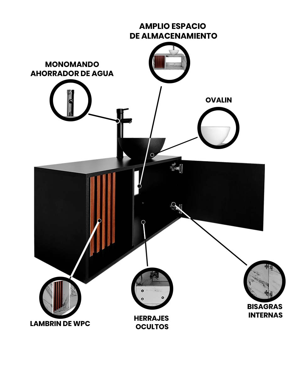 Foto 3 | Mueble Con Ovalin Para Baño  Gabinete Para Baño Con Ovalin Modelo Hades