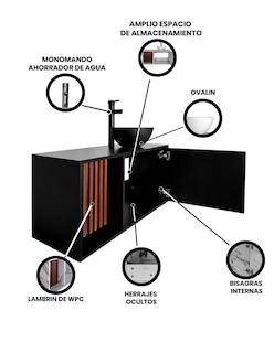 Foto 3 | Mueble Con Ovalin Para Baño Gabinete Para Baño Con Ovalin Modelo Hades