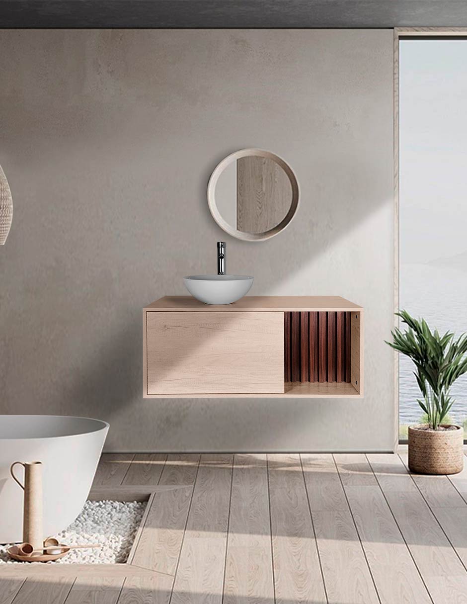 Foto 3 pulgar | Mueble Lavamanos Para Baño Gabinete Para Baño Con Ovalin Modelo Ares