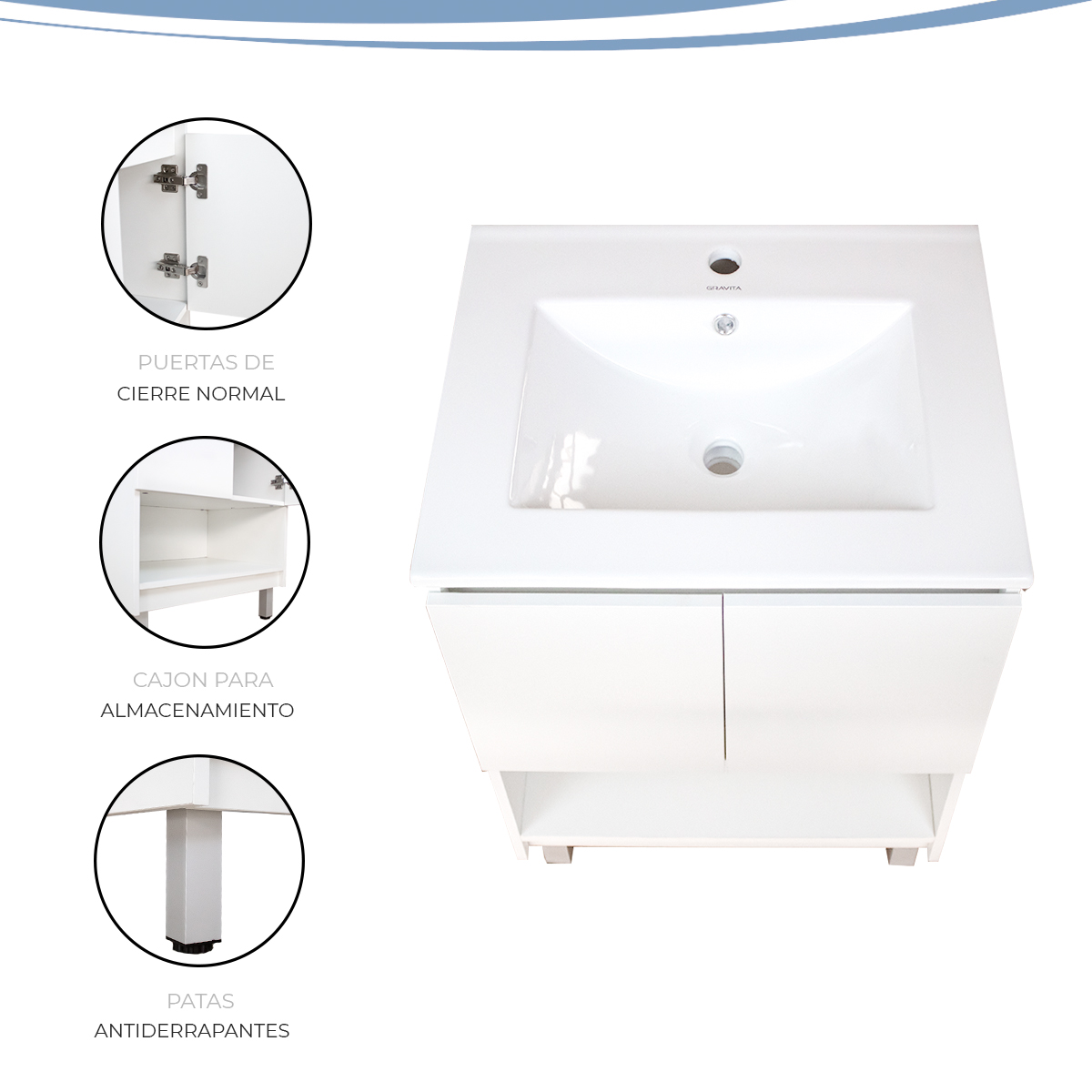 Foto 6 pulgar | Mueble para Baño con Lavabo de Cerámica Gravita