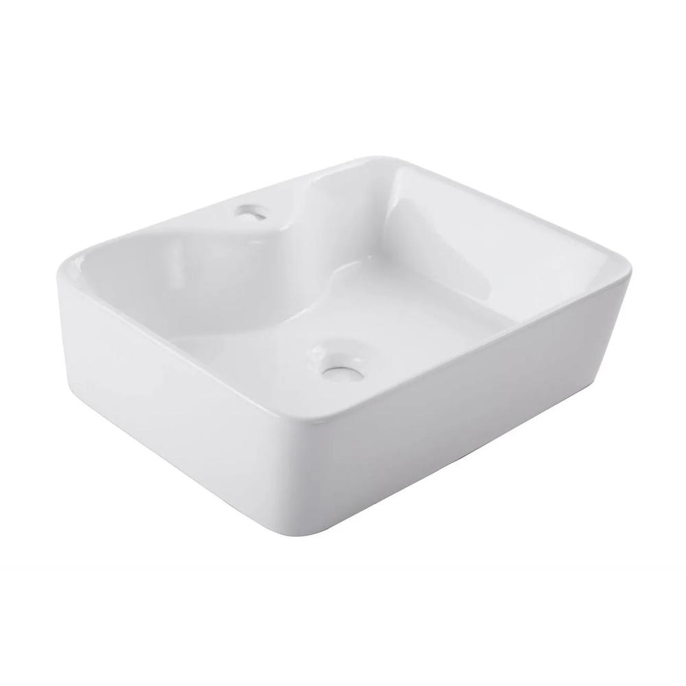 Urrea Lv1003a021 Lavabo Kuun Rectangular De Sobreponer Cerámico  Color Blanco  Lavabo Para Baño