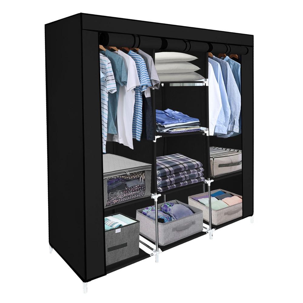 Closet Ropero Armable Sky Brands 3 Puertas Organizador Portátil color Negro