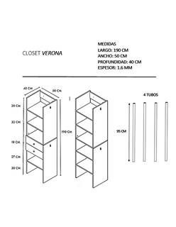 Foto 2 | Closet Verona 2 Cajoneras Premium Ajustable