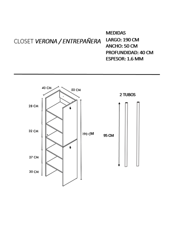 Foto 4 pulgar | Closet Verona Entrepañera Premium Ajustable Genérico color Beige