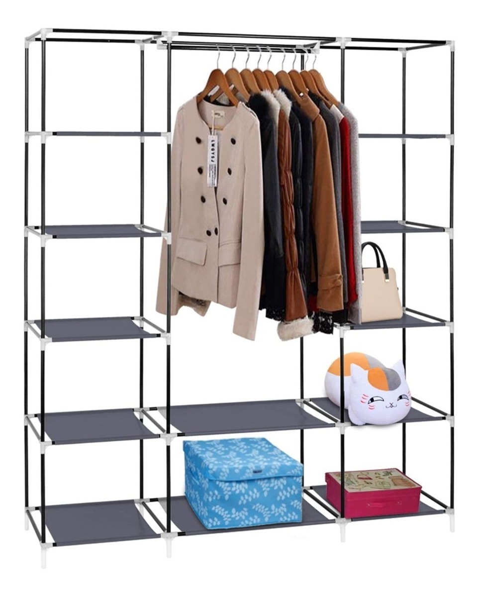 Foto 3 pulgar | Estante Armable Organizador Practiksa de Ropa Guardarropa Portátil Rack color Gris Claro