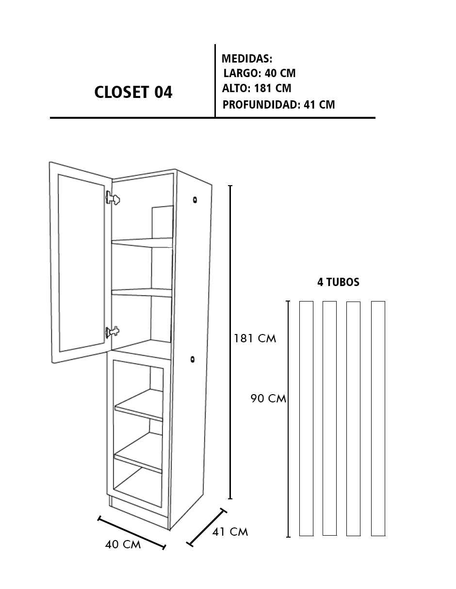 Foto 7 | Clóset Ropero Decomobil con Espejo Moderno Minimalista