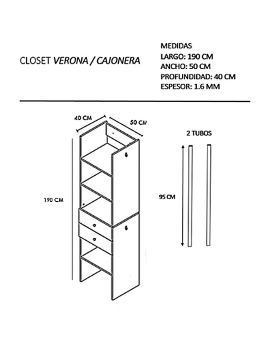 Foto 5 pulgar | Closet Verona 2 Cajoneras Premium Ajustable