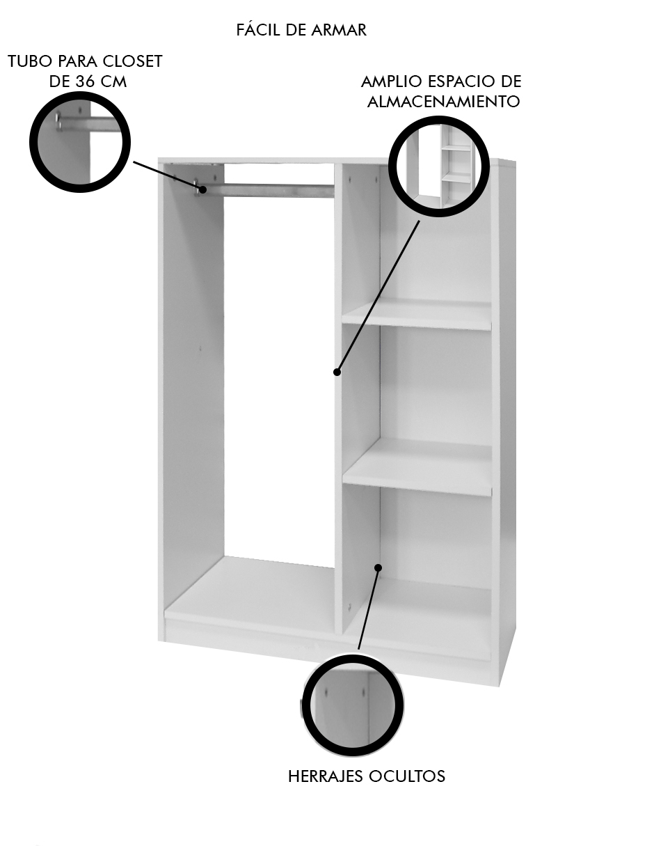 Foto 7 pulgar | Closet Decomobil Blanco con Estantes