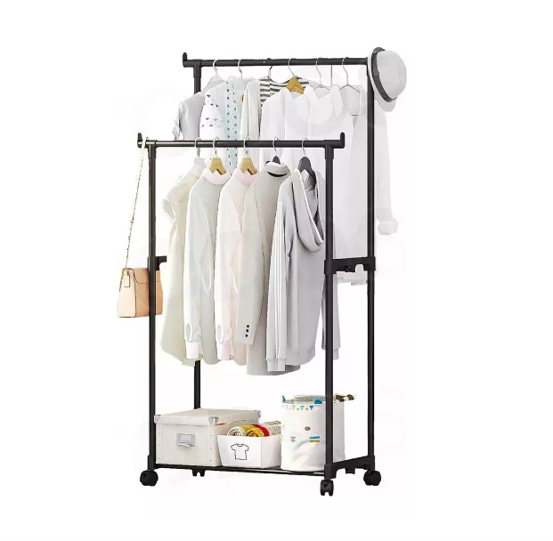 Foto 1 | Rack Organizador Doble Para Ropa Perchero Closet Con Ruedas Color: Negro Wünd