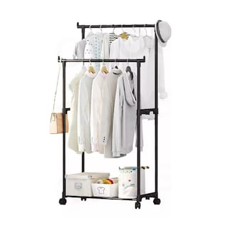 Foto 1 | Rack Organizador Doble Para Ropa Perchero Closet Con Ruedas Color: Negro Wünd