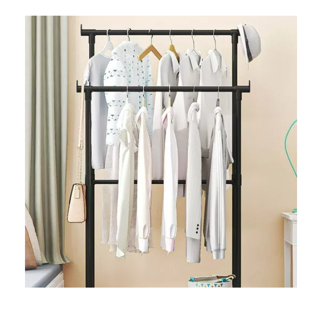 Foto 4 pulgar | Rack Organizador Doble Para Ropa Perchero Closet Con Ruedas Color: Negro Wünd
