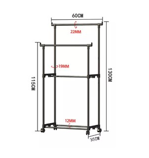 Foto 4 | Rack Organizador Doble Para Ropa Perchero Closet Con Ruedas Color: Negro Wünd