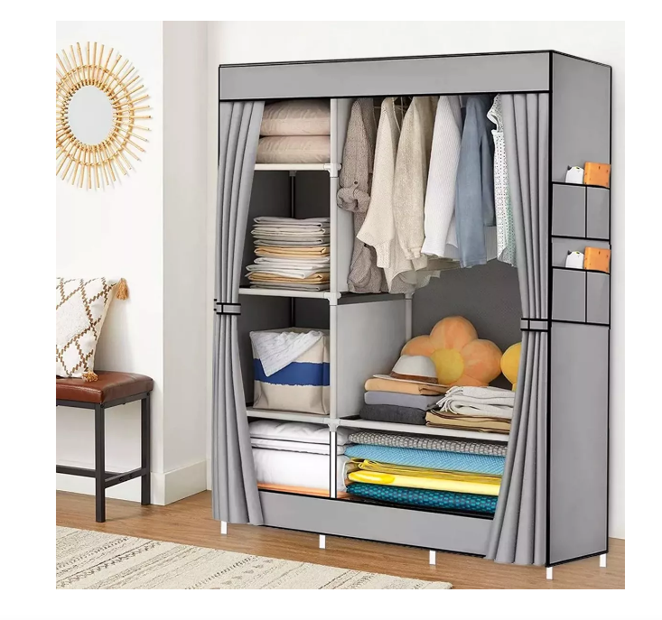 Closet Organizador Armable Ropero Rack Armario Portátil Ropa Color Gris Wünd