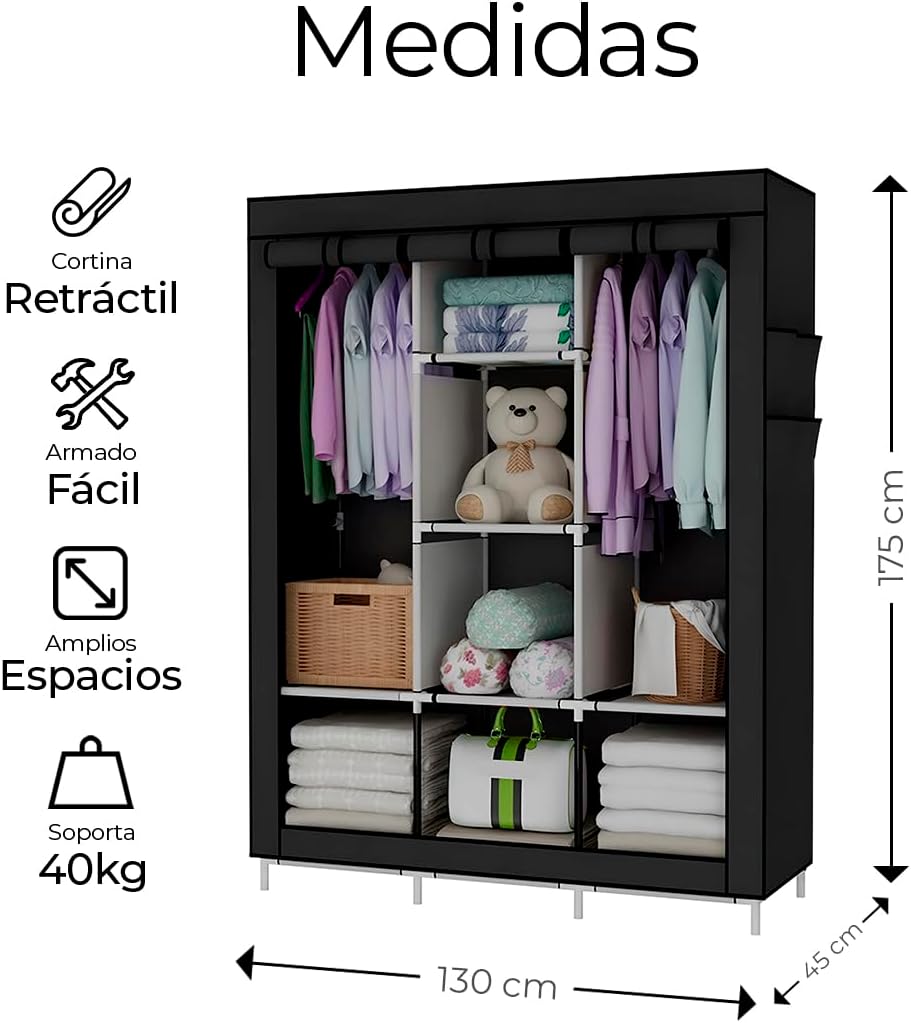Foto 5 pulgar | Clóset Plegable Negro de 4 Niveles