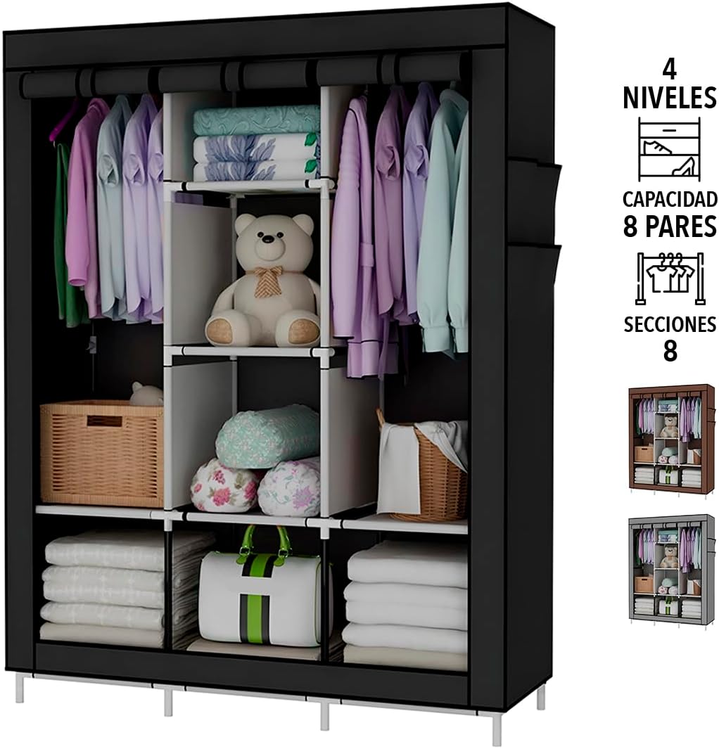 Foto 5 | Clóset Plegable Negro de 4 Niveles