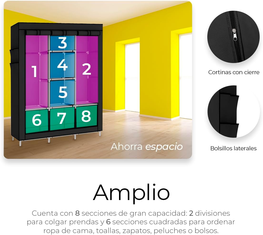 Foto 8 | Clóset Plegable Negro de 4 Niveles