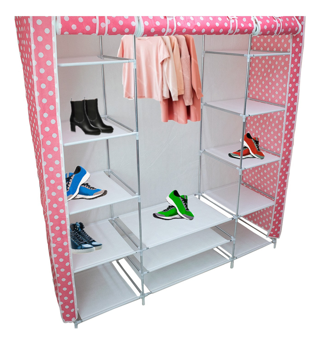 Jauz Clóset Portátil Y Zapatera Armable Color Rosa