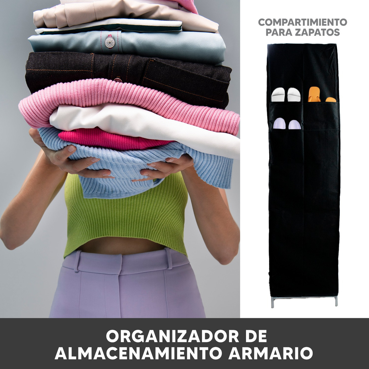 Foto 4 pulgar | Jauz Clóset Portátil Y Zapatera  Armable Color Negro