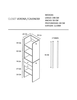 Foto 3 | Closet Verona Cajonera Premium Ajustable
