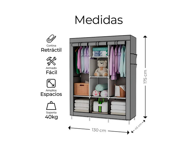 Foto 2 | Closet Organizador Gris 4 Niveles Portátil