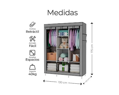 Foto 2 | Closet Organizador Gris 4 Niveles Portátil