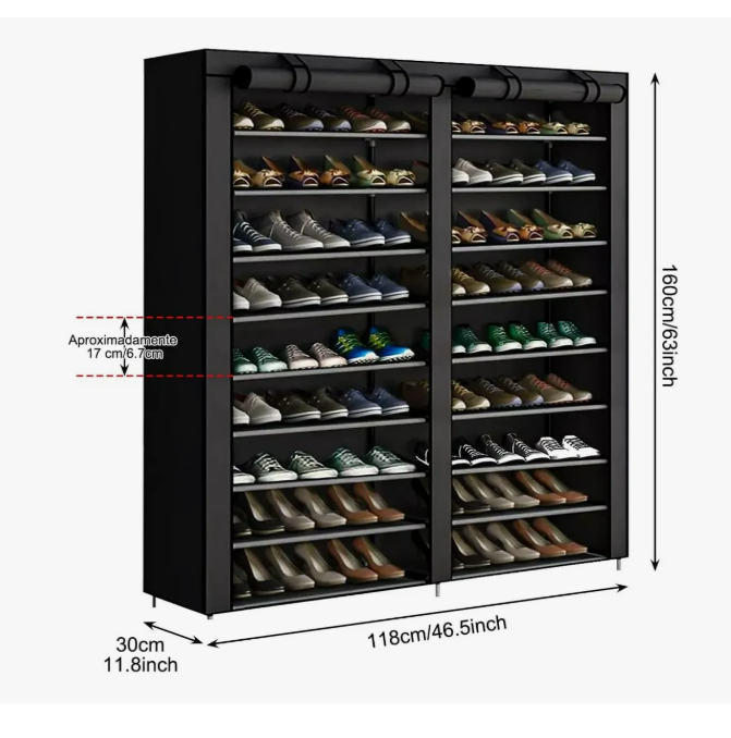 Foto 3 pulgar | Mueble Zapatero de 9 Niveles con Marco de Metal