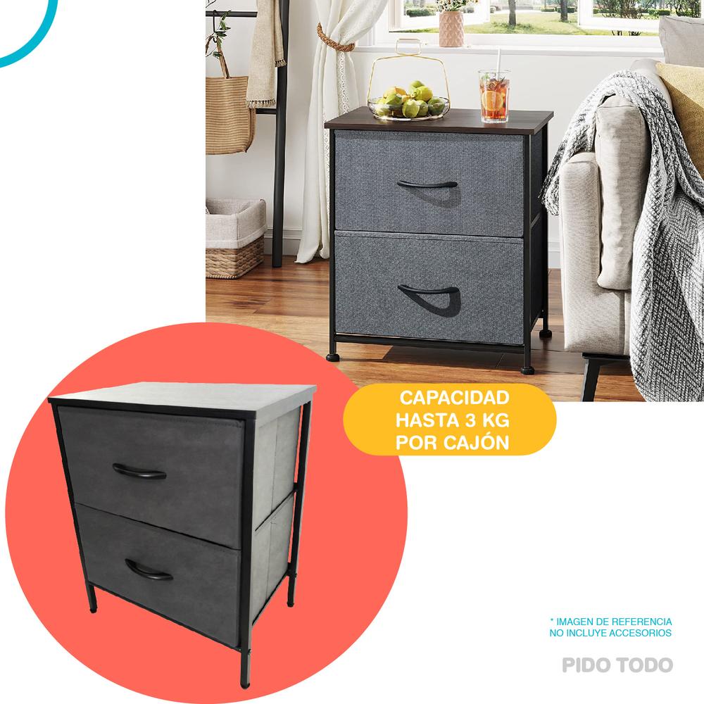 Foto 4 pulgar | Buró Elly Decor BDT1-2CJ color Gris 2 Cajones de Tela