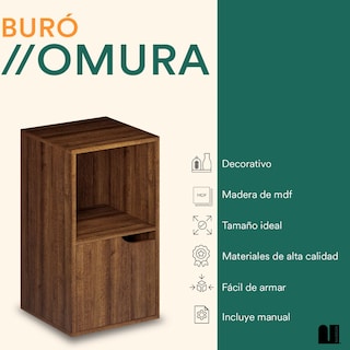 Foto 2 | Buró para Sala o Recámara Mubson Omura Marrón Mesa de Noche con Doble Repisa