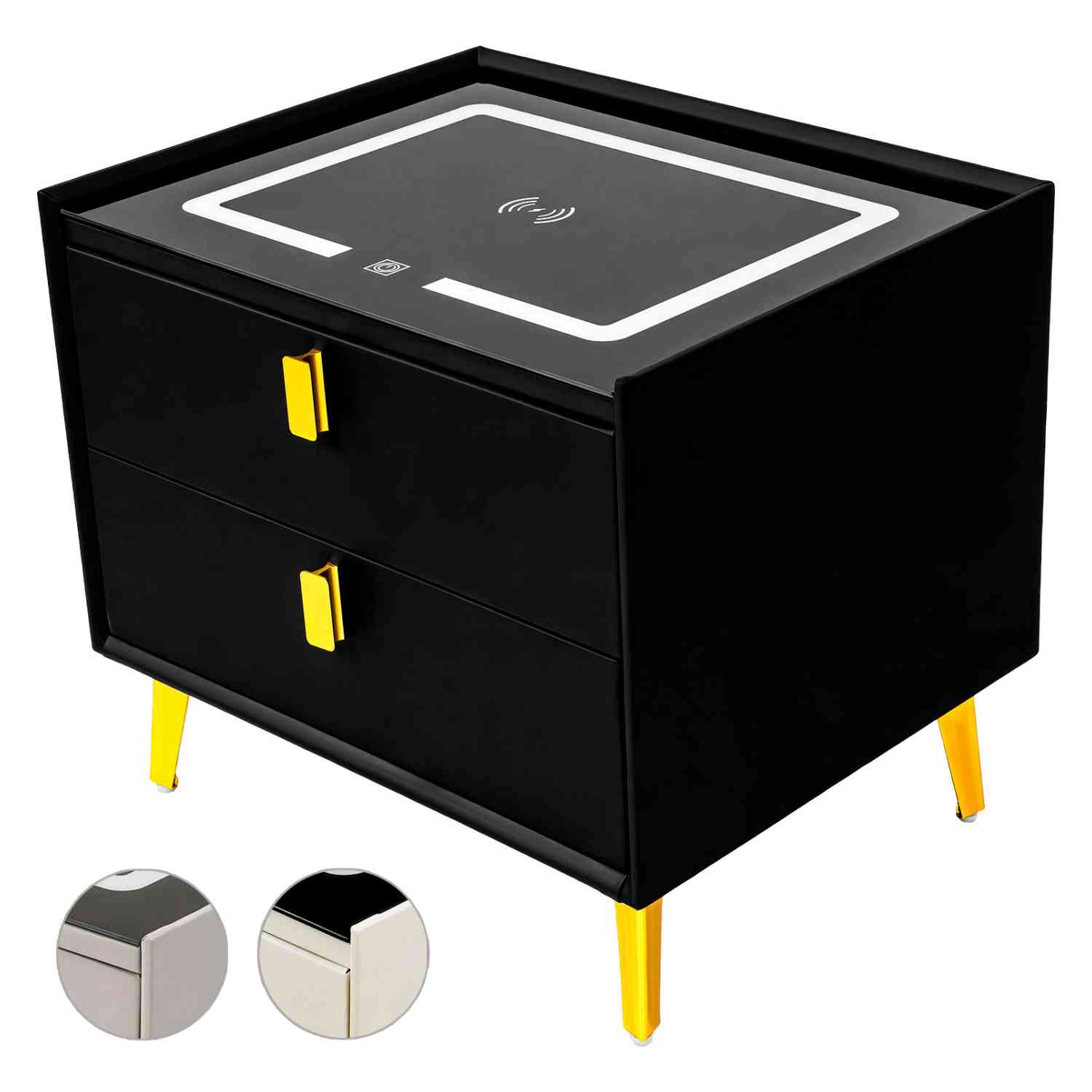 Foto 4 | Buro Mesa Inteligente Noche Cargador Inalambrico Luz Led Usb Negro