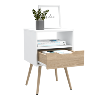 Foto 4 | Buró Alesio, Blanco Y Beige, Con Patas En Madera Y Un Cajón