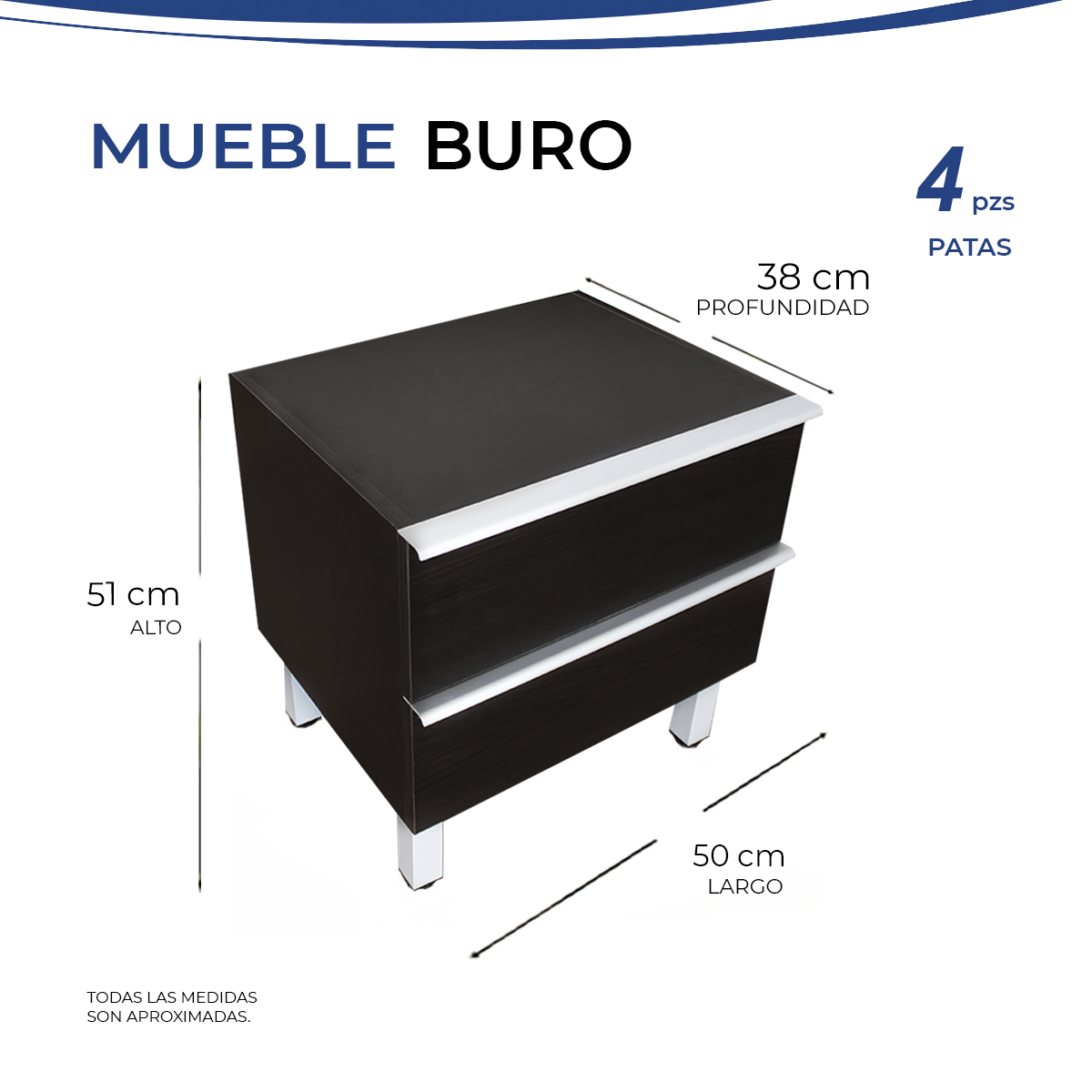 Foto 5 pulgar | Mueble Buro Con 2 Cajones Para Recamara Marca Gravita