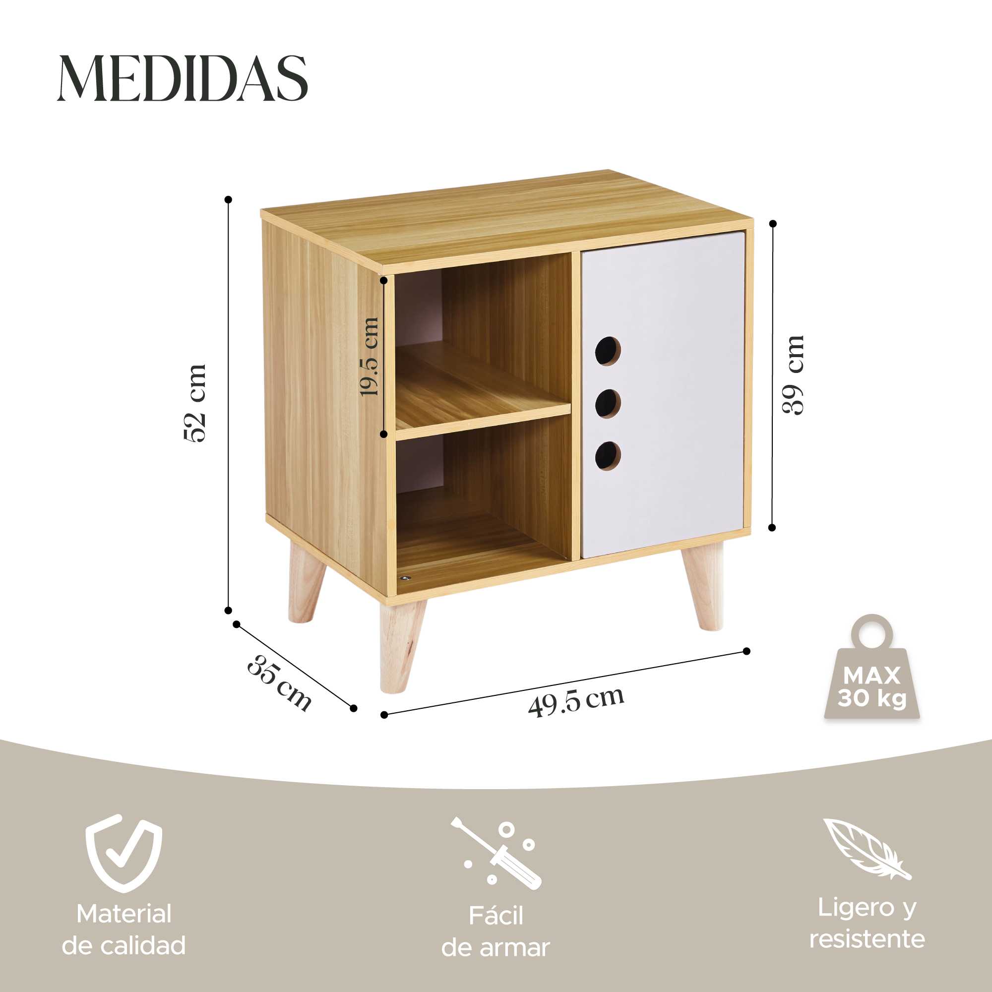 Foto 4 pulgar | Buró Moderno Estilo Minimalista Beige/blanco