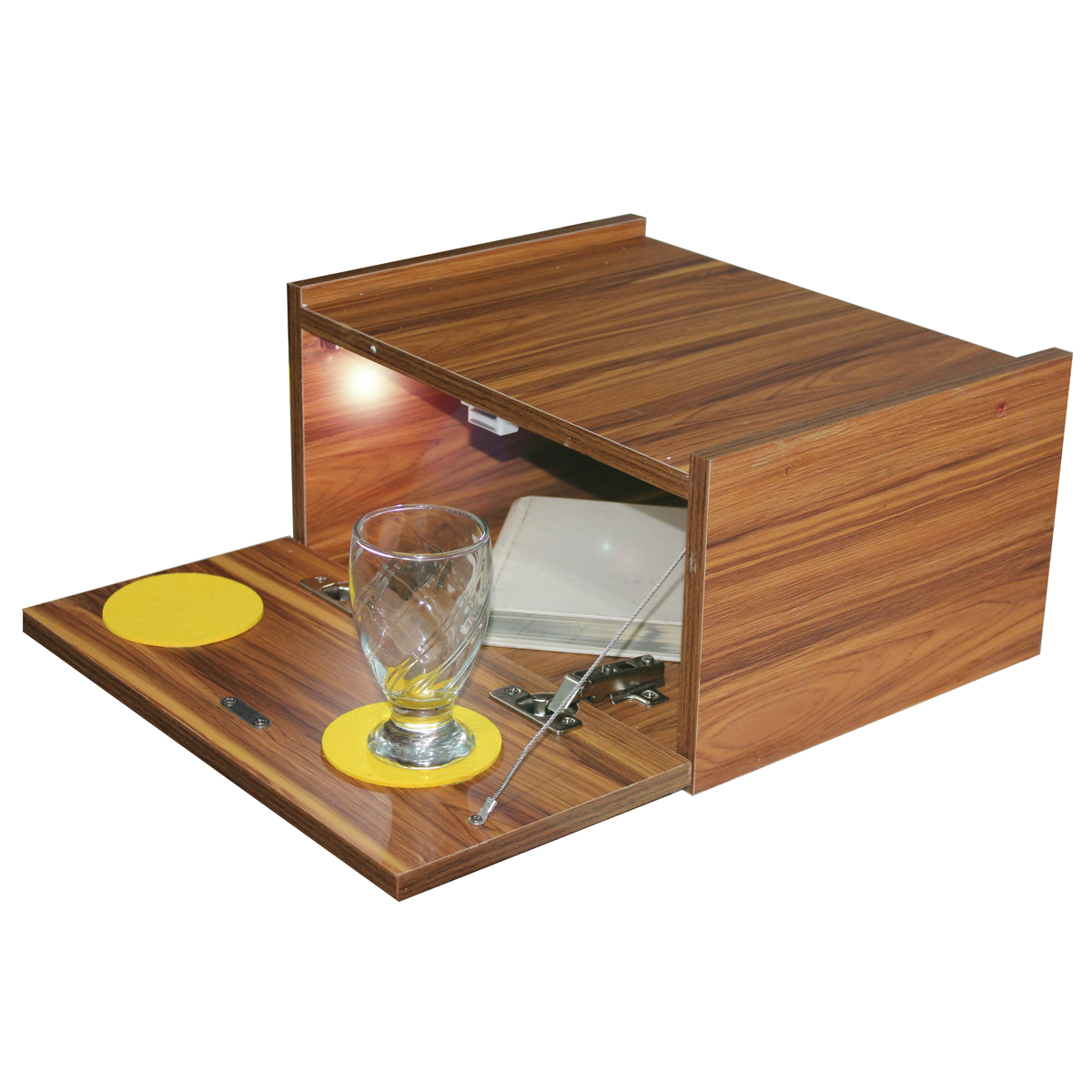 Mesa De Noche Buro Luz Led Recámara Envio Ensamblado Color Madera