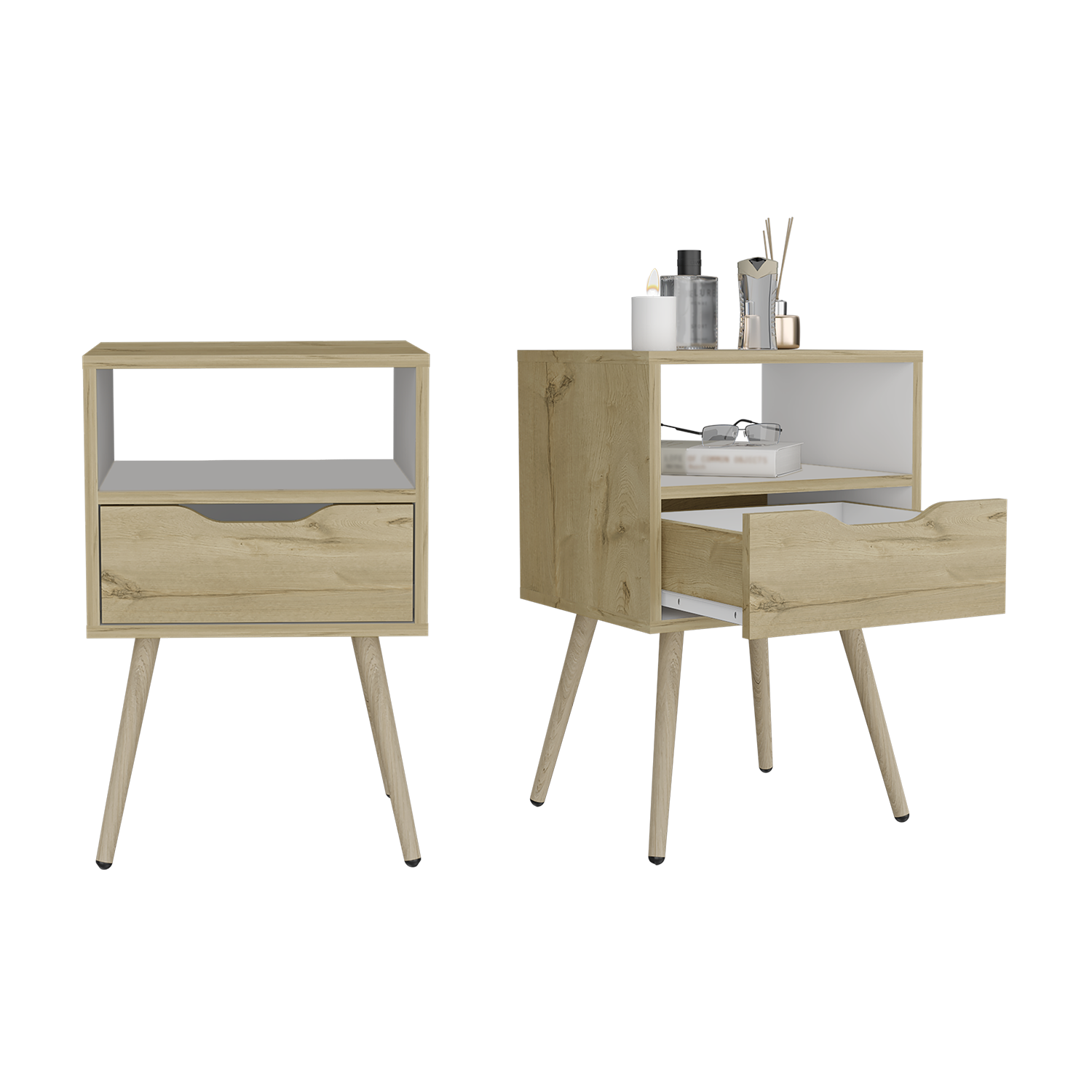 Foto 1 | Buró Alesio, Café Claro Y Blanco, Con Patas De Madera Y Un Cajón X2