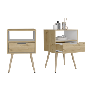 Foto 1 | Buró Alesio, Café Claro Y Blanco, Con Patas De Madera Y Un Cajón X2