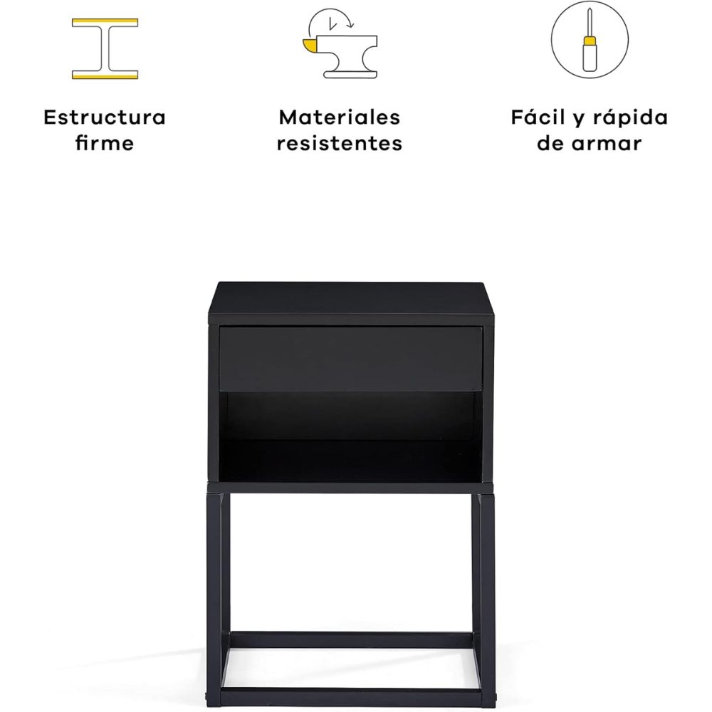 Foto 4 | Mesa De Noche Para Recámara Nooz Cube, Buró para Recámara Color Negro